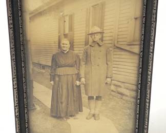 Antique WWI / Spanish-American War Era Soldier Photograph in Original Frame - Poignant Mother & Son Portrait