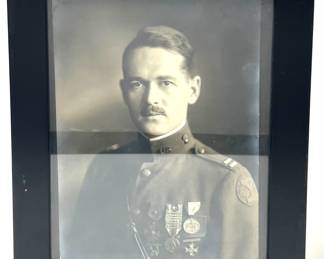 WWI Era US Army Officer Photo 26th "Yankee" Division YD Patch & Medals