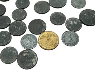 Large Lot of 39 WWII German Coins, Third Reich & Weimar Era, 1, 5, 10 Reichspfennig