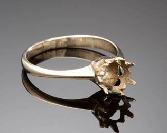 Antique Victorian Buttercup Ring Setting Sterling Silver c. 1880 Belcher Crown Mount