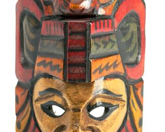 Vintage Mexican Folk Art Wood Mask - Hand-Carved Viejito, Danza de los Viejitos, Michoacán