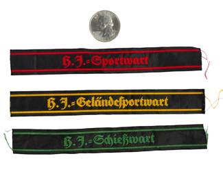 WWII German Hitler Youth (HJ) Specialist Cuff Title Lot of 3 - Sportwart, Schießwart, Geländesportwart