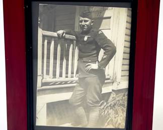 Vintage WWI US Army Corporal Framed Portrait Photograph c. 1918