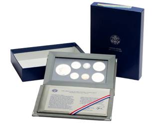 1986-S US Mint Prestige Proof Set w/ Statue of Liberty 90% Silver Dollar - Complete OGP & COA