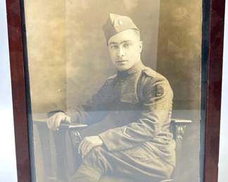 Striking Large-Format WWI US Army Doughboy Soldier Portrait Photograph, c. 1918