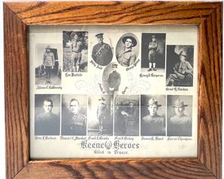 Antique WWI "Keene Heroes" Memorial Photograph, New Hampshire Soldiers Killed in France, c. 1919