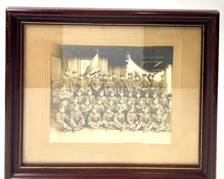 Large Original WWI US Army 'Doughboy' Infantry Company Photograph in Period Frame