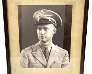 Vintage WWII Era Framed Portrait Photograph of a U.S. Army Air Forces Pilot Officer