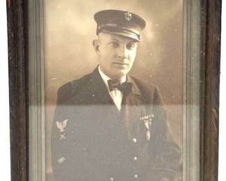 Antique WWI Era US Navy Petty Officer Framed Portrait, Yeoman Rating