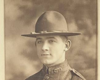 Antique WWI US Army Infantry "Doughboy" Portrait Photograph in Frame