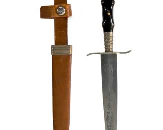 Vintage Post-War German Solingen Dagger with Etched Serpent Blade & Carved Grip