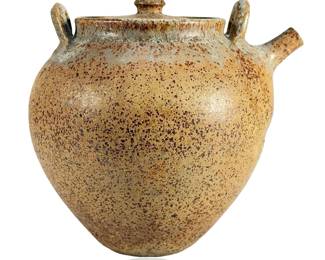 Vintage American Studio Pottery Stoneware Teapot, Speckled Glaze, Unidentified Artist Mark