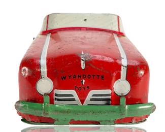 Vintage 1940s Wyandotte WY-650 "Woody" Convertible Pressed Steel Toy Car Art Deco For Restoration