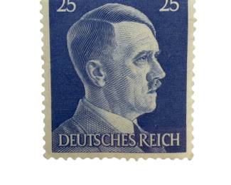 WWII German Third Reich Lot: 6x 1942 Zinc 1 Reichspfennig Coins & MNH Hitler Stamp