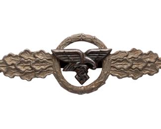 German WWII Luftwaffe Transport & Glider Pilot's Flight Clasp in Silver