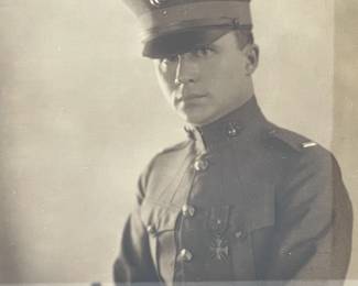 Historic WWI US Marine Corps Portrait Photograph with French Croix de Guerre Medal