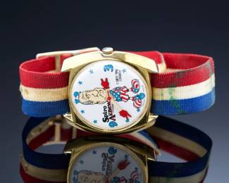 Vintage 1970s Spiro Agnew Watch by Dirty Time Co. - Swiss Made Political Satire Collectible
