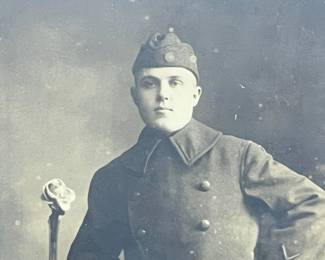 Antique WWI Imperial German Soldier Studio Portrait Photograph by J. Becker, Wittlich