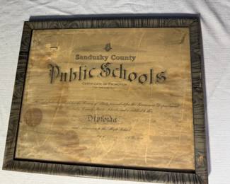 1922 Sandusky County Diploma