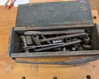 Vintage Metal Tool Box with Tools