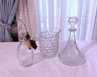 Vintage Crystal Decanters & Glass Pitcher