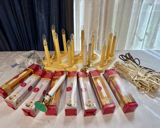 Vintage Christmas Candelabra & Battery operated Window Candles