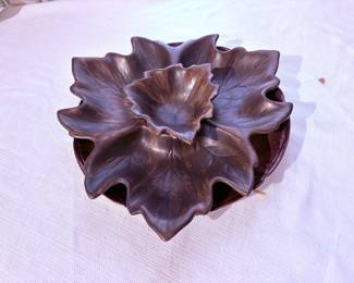 Leaf-Shaped Ceramic Bowl Tray 1965 & Collectable Plate