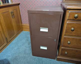 Brown Two-Drawer Filing Cabinet