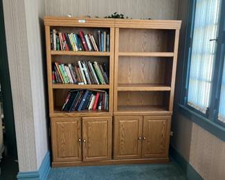 Wooden Bookshelf with Cabinets