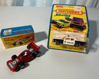 Matchbox No. 24 Red #8 Race Car & No. 10 Plymouth Fury Police