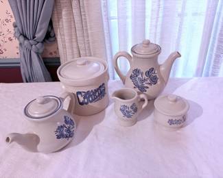 Blue Floral Stoneware Tea Set