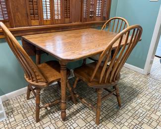 Oak Drop-Leaf Table & Three Chairs