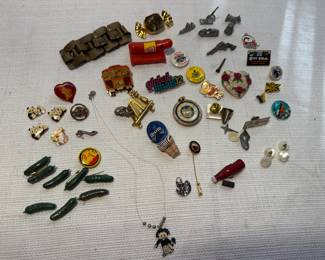 Eclectic Vintage Pin Collection, Monopoly Pieces, Jewelry