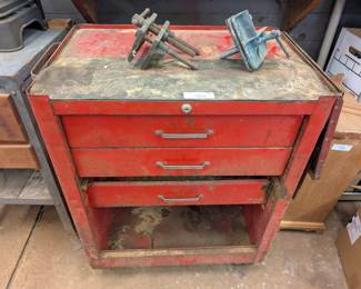 Vintage Red Metal Tool Cabinet