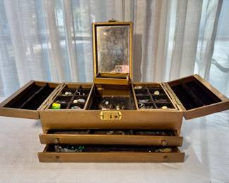 Vintage Jewelry Box with Contents
