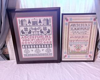 Framed Cross-Stitch Samplers