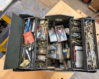 Vintage Metal Toolbox with Tools
