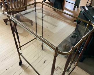 Brass and glass tea cart