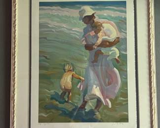 John Asaro serigraph 'Children at the beach' signed and numbered 15/75