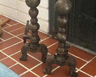 Vintage cannonball andirons