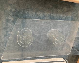 MCM lucite assymetrical snail coffee table 42x75" at longest side