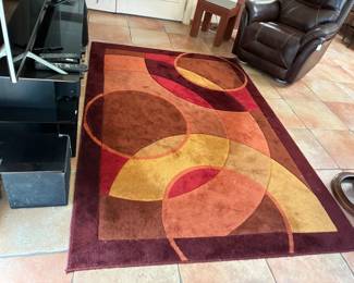 Vintage geometric pattern 100% wool pile rug 63X90"