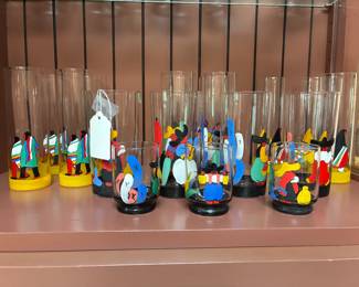 Vintage hand painted Mexican glassware set of 18