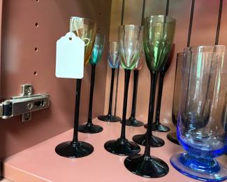 MCM handblown multi color cordial glasses set of 8