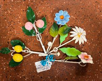 Vintage toleware hooks made in Italy