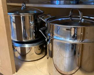 Set of Cuisinart pots and pans.
