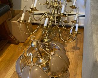 1980s brass chandeliers
