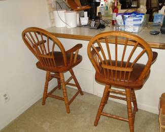Pair of solid wood barstools