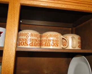 Soup and crackers mugs. Crackers are optional, soup is not