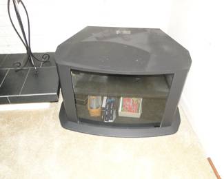 Black and glass TV stand